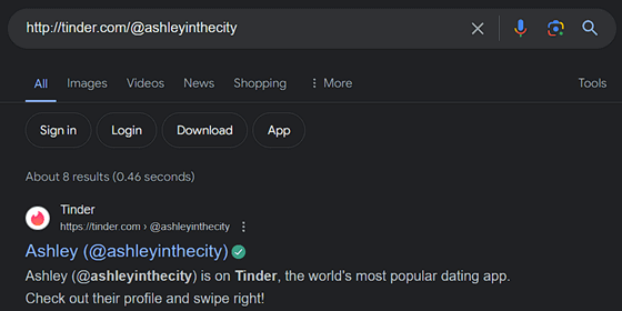Using Tinder URL