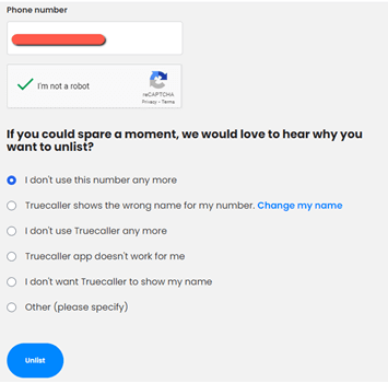Unlist Phone Number From Truecaller Database