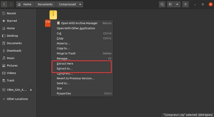 Unzip Files in Linux using a GUI Tool