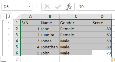 Group and Ungroup in Excel