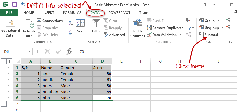 Group and Ungroup in Excel