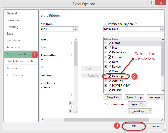 Enable the Developer Tab