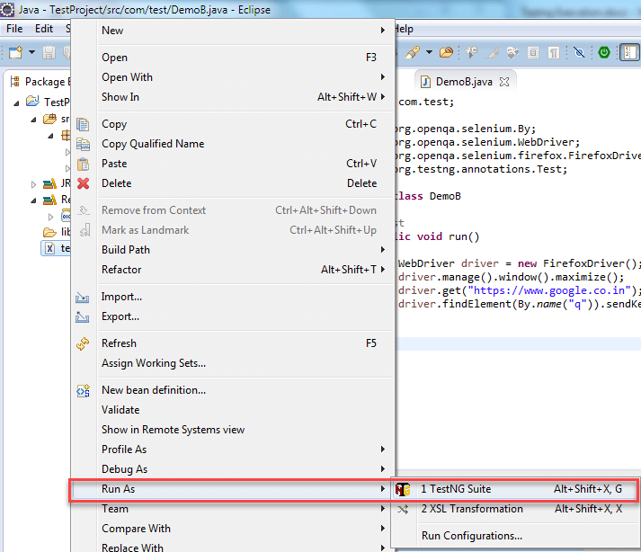 Convert and Execute Selenium Project to TestNG