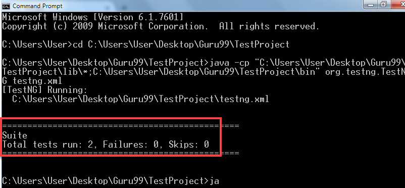 Execute TestNG via Command Line