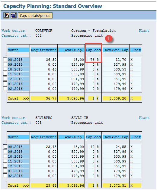 Check Capacity Situation in SAP