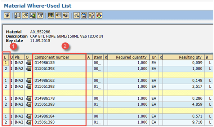 display 'where-used list' in BOM