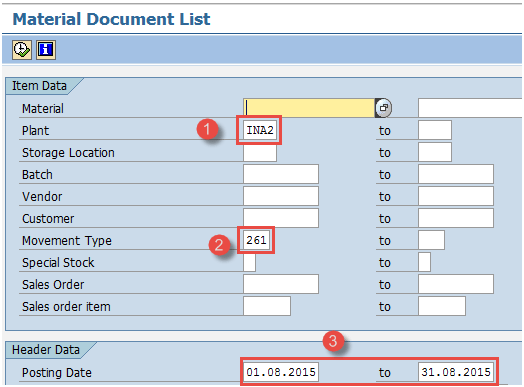 Display Material Document List in SAP