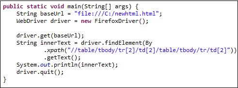 Accessing Nested Tables in Selenium