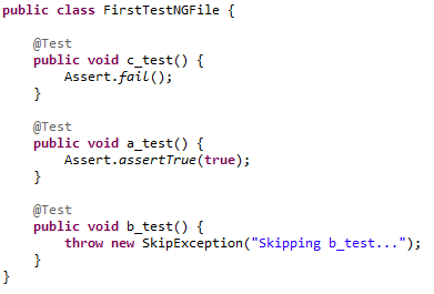 Annotations used in TestNG