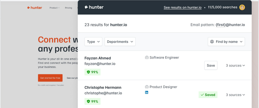 Hunter.io to Find Social Media Accounts by Email