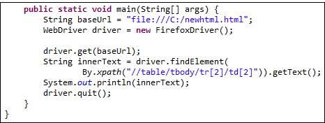 Web Table in Selenium using Xpath
