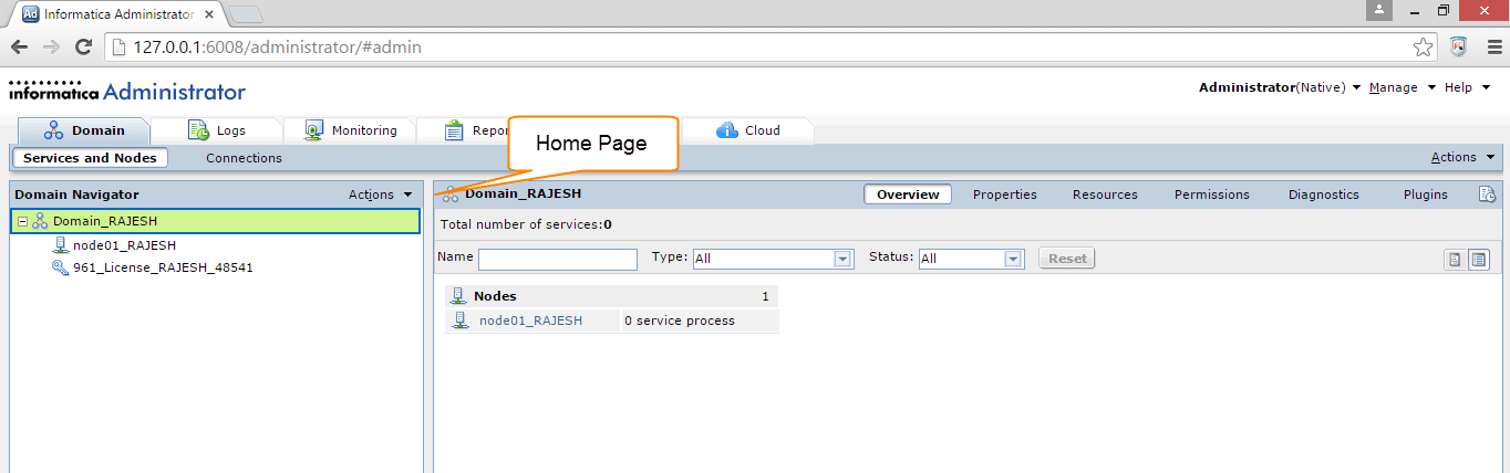 Open the Administrator Home Page