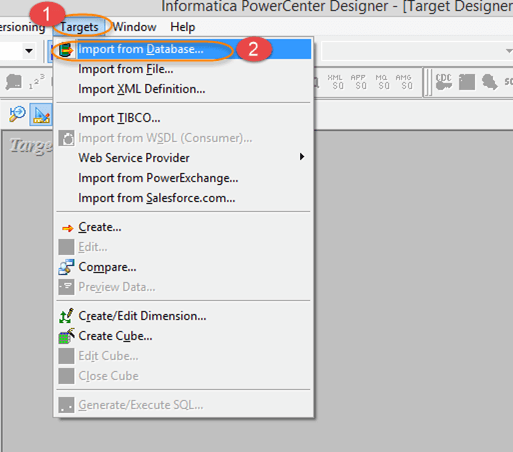Import Target in Informatica Target Designer