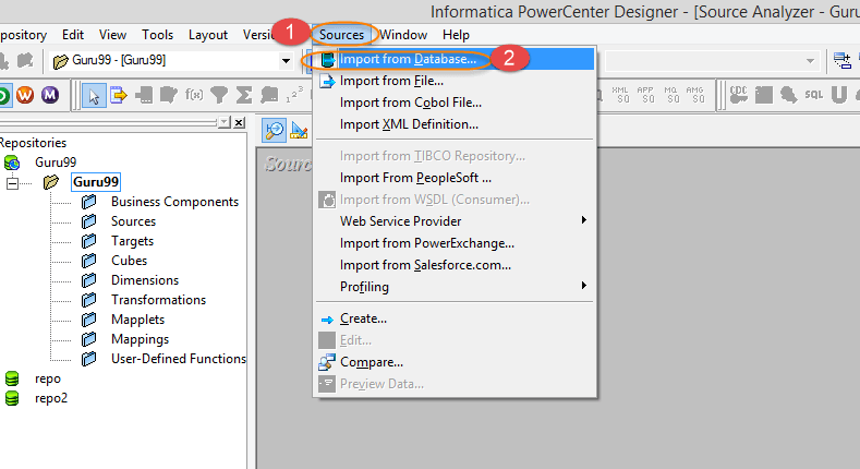 Import Source Table in Source Analyzer