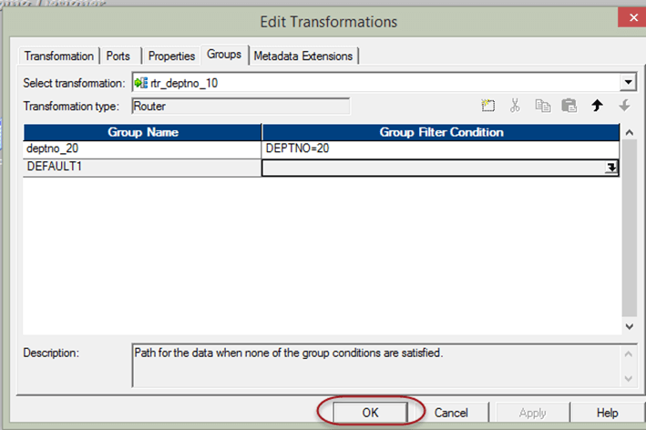 Router Transformation in Informatica