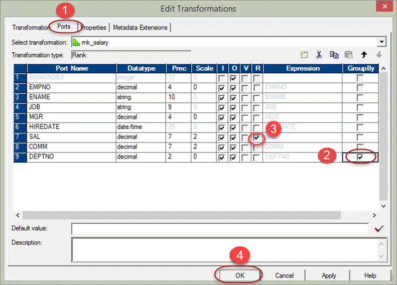 Rank Transformation in Informatica