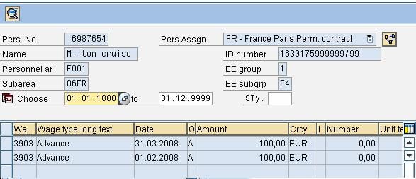 Display Overview of an Infotype