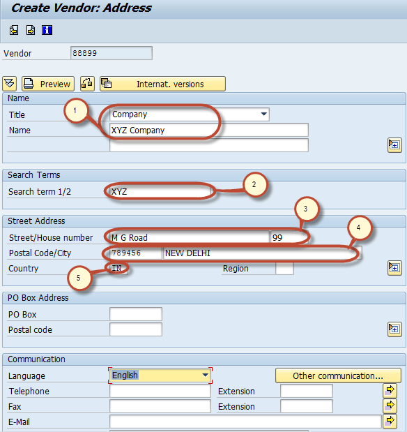 Create a Vendor in SAP