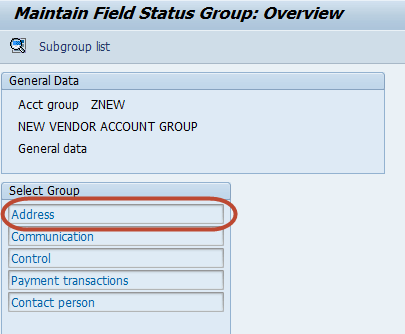 Create a Vendor Account Group