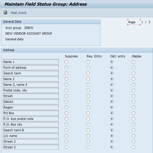 Create a Vendor Account Group