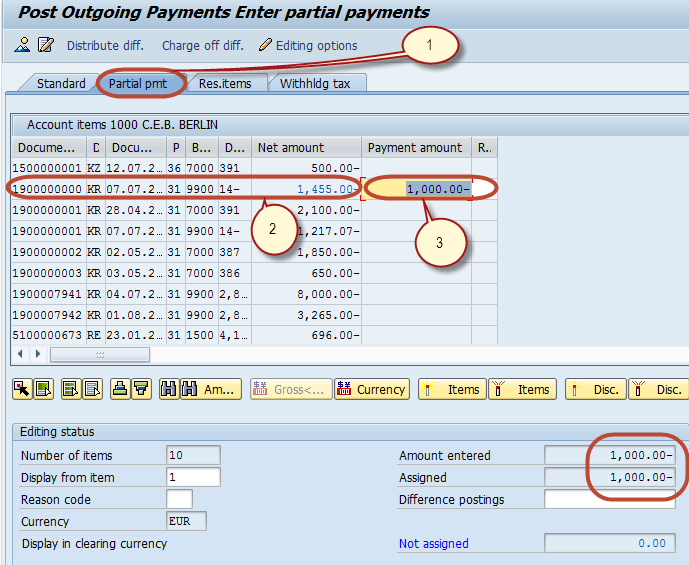 Outgoing Partial Payments Posting in SAP