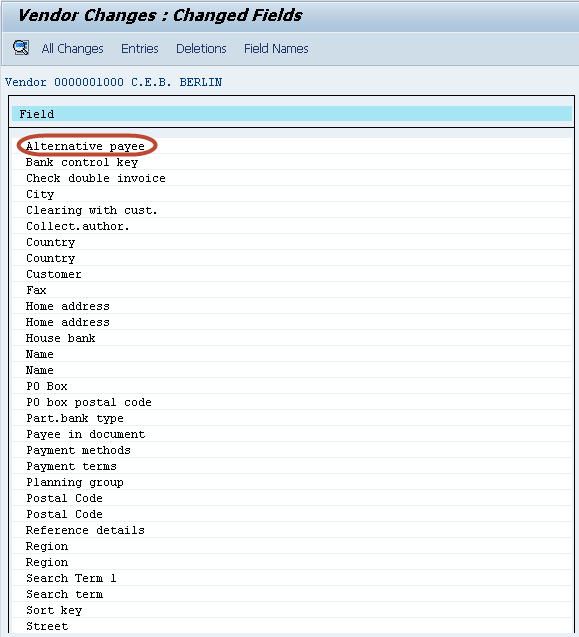 Display Changes in Vendor Master in SAP