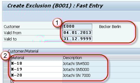 Material Exclusion in SAP VB01