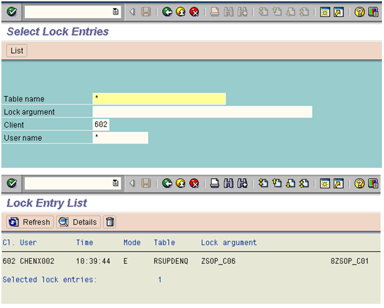 Monitoring Lock Entries