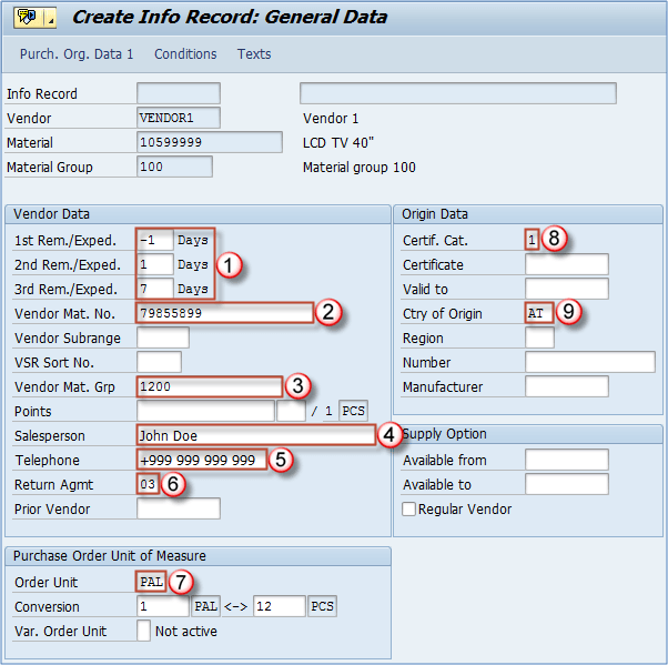 Create a Purchase Info Record in SAP