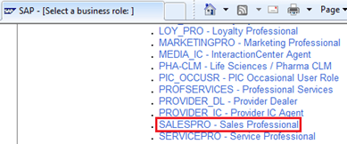 SAP CRM Sales Business Role