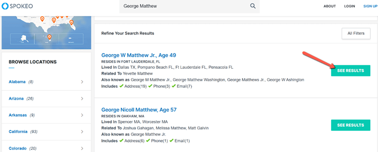 Spokeo to perform a reverse search