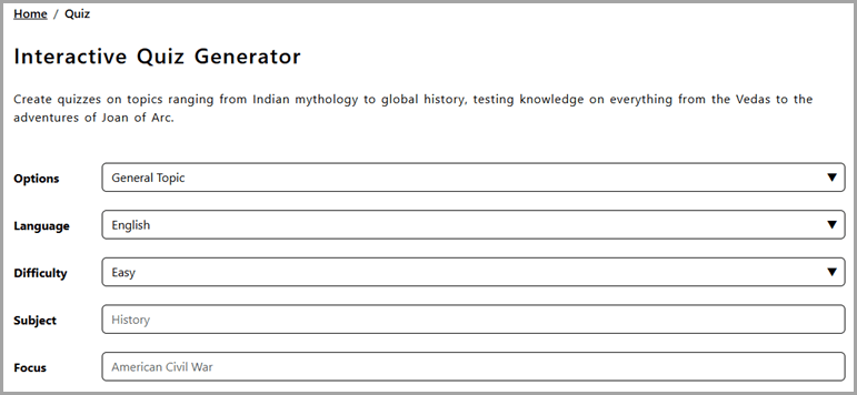 Interactive Quiz Generation