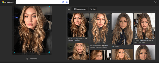 Results showing the same person’s images