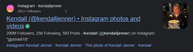 Instagram account link of the target individual