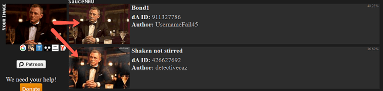 Similar results with author ID and image caption