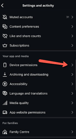 Instagram device permissions