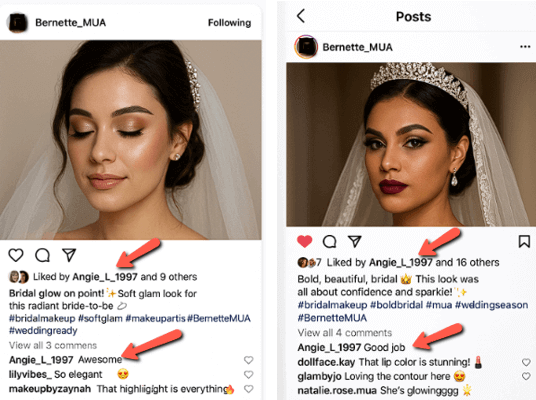 Instagram post interactions