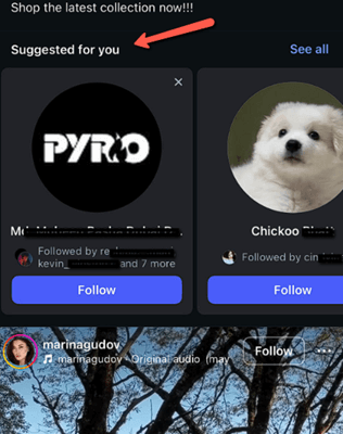 Instagram suggested accounts