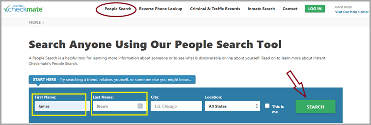 Fill in search details