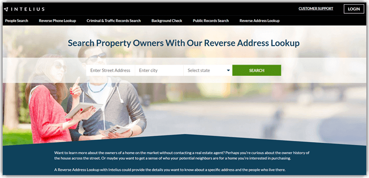 Intelius reverse address lookup interface