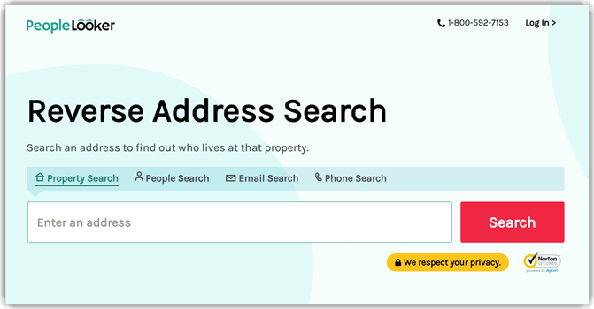 PeopleLooker reverse address lookup interface