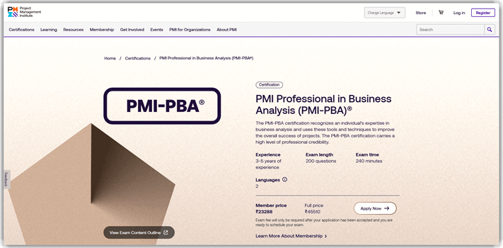 PMI Professional in Business Analysis