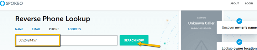 Find Address by Phone Number using Spokeo