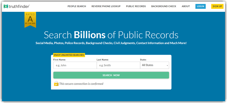 TruthFinder interface