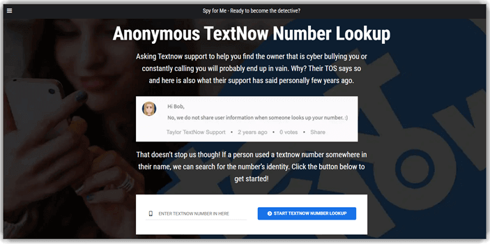 Spyfor TextNow Number Lookup