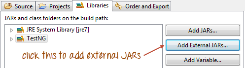 Setting up a new TestNG Project